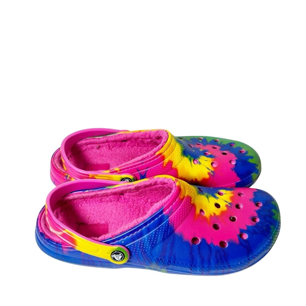 Crocs Classic Mens Tie Dye Electric Pink Blue Green Slip On Size 12